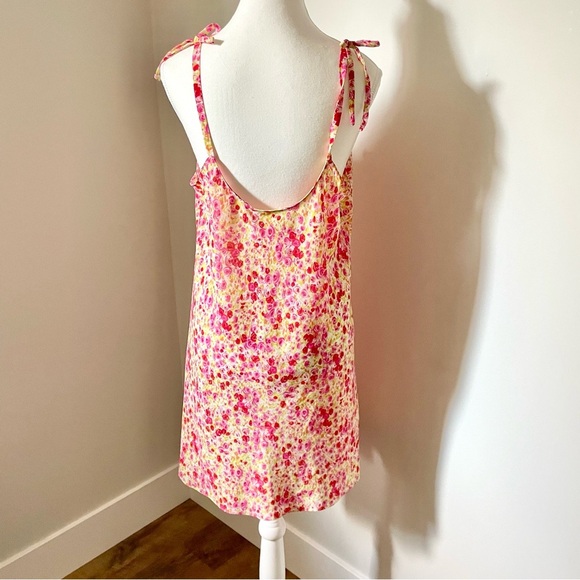 Oscar de la Renta Floral Mini Slip Dress Pink Ruffle Coquette Feminine Large - Picture 2 of 8